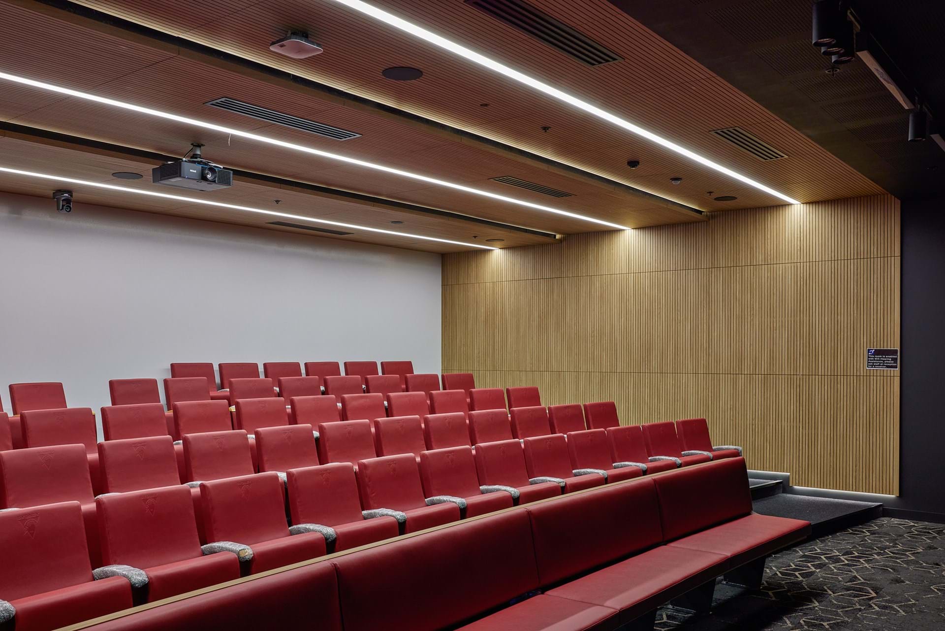 Fixed auditorium seating at the Sydney Swans FC HQ, NSW