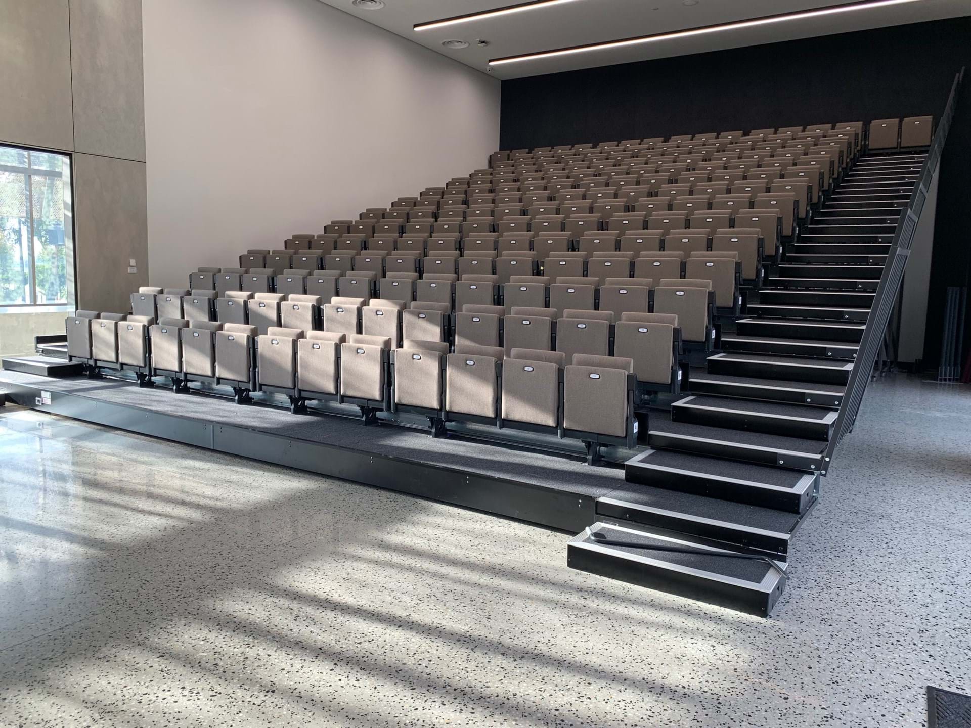 Profurn retractable seating at Minaret College, Springvale